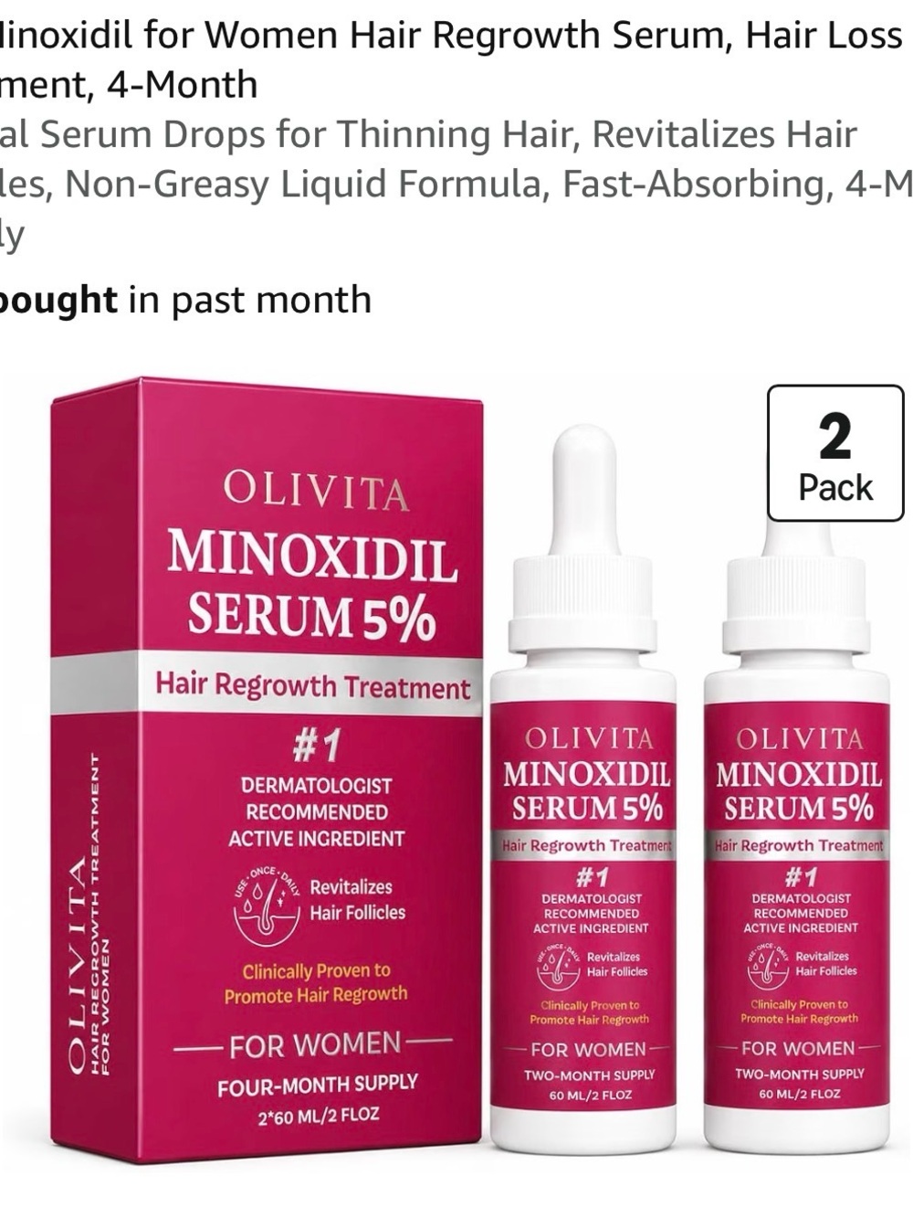 Minoxidil Serum 5% Hair Regrowth Treatment for Women - Pink